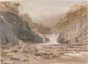 Waterfall Kisdon Force, Swaledale, Near Teesdale by George Arthur Fripp