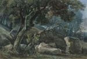 View Through A Wooded Landscape by George Arthur Fripp