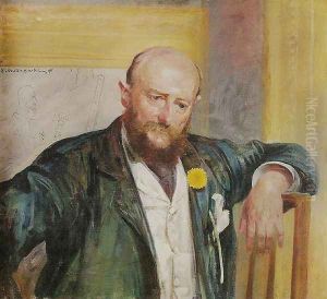 Portrait of Piotr Dobrzanski with the Artist's Self-Caricature by Jacek Malczewski