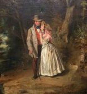 Courting Couple On A Woodlandpath by William Powell Frith