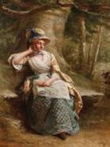 Reverie, A Lady Seated Under A Large Oaktree