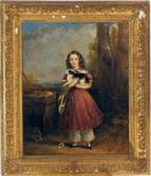 A Girl Holding A Rabbit - view 1