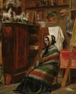 An Artist's Model Seated In A Cluttered Studio by William Powell Frith