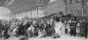 The Railway Station, By F. Holl by William Powell Frith