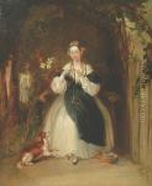 A Young Woman Plaiting Her Hair - view 1