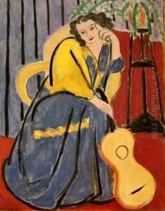 Girl in Yellow and Blue with Guitar