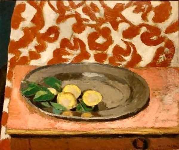 Lemons on a Pewter Plate - view 1