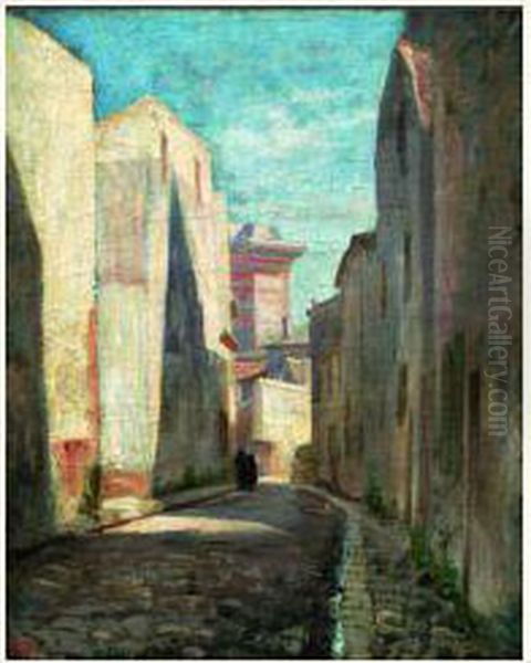 Femmes Arabes Dans Une Rue Pavee, Une Mosquee Dans Le Fond - view 1