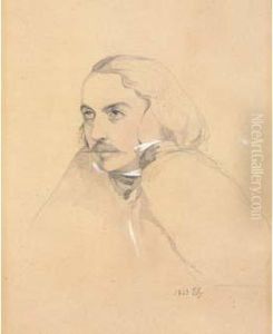 Autoportrait
Crayon Noir Et Rehauts De Gouache Blanche Sur Papier Beige by Eugene Fromentin