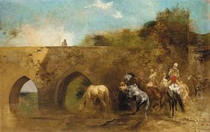 Bedouins Watering Their Horses by Eugene Fromentin