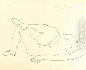 Nu couche au Visage incomplet--Etude de Jambes