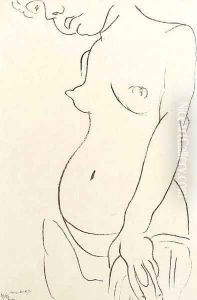 Nu de trois-quarts, une partie de la tete coupee by Henri Matisse
