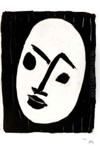 Masque blanc sur fond noir by Henri Matisse