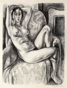 Nu au Coussin bleu à cote d'une Cheminee by Henri Matisse