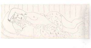 Nu couche, drape dans une etoffe fleurie by Henri Matisse