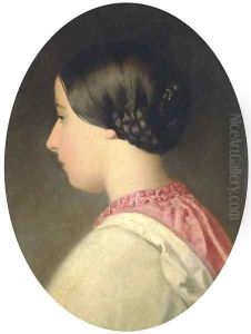 Portrait of a girl, bust-length, in profile