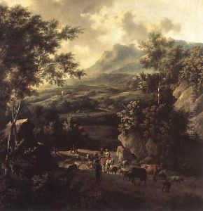 Mountain Scene with Herd of Cattle by Frederick De Moucheron