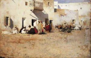 Cafe at Biskra, Algiers, 1887 by Willard Leroy Metcalf