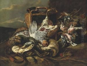 Game With Hunting Equipment In A Rocky Landscape by Jan Fyt