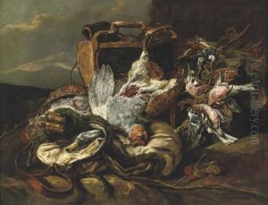Game Including A Partridge,
Finches And Sparrows With Huntingequipment In A Rocky Landscape Game Including A Partridge,
Finches And Sparrows With Huntingequipment In A Rocky Landscape