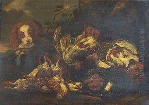 Spaniel And Dead Game In A Landscape by Jan Fyt