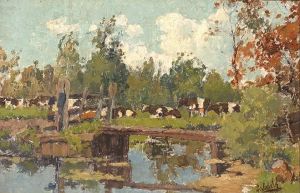Cows On The Water's Edge by Paul Joseph Constantine Gabriel