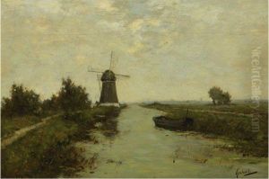 A Windmill In A Polder Landscape