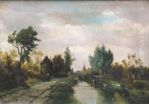Holl. Fluslandschaft Im Herbst by Paul Joseph Constantine Gabriel