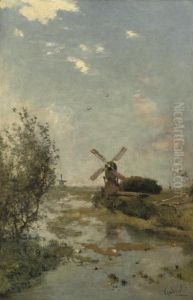 Kortenhoef: Mills And Willows Along A Ditch