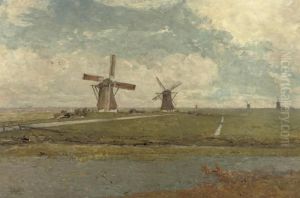Les Moulins D'overschie: Windmills Near Overschie In Summer