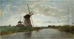 Windmills In A Polder Landscape