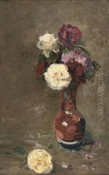 Rozen In Een Vaas: White And Pink Roses - view 1