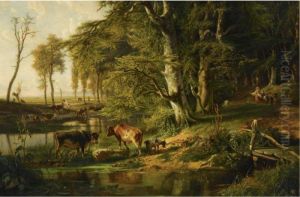 Cattle By A Wooded Stream, Oosterbeek Cattle By A Wooded Stream, Oosterbeek