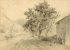 Trees Bordering A Brook by Paul Joseph Constantine Gabriel