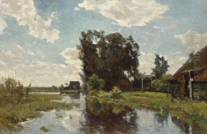 Polder Landscape With A Farmhouse On The Waterside