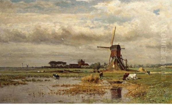 Windmill In A Polder Landscape - view 1