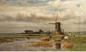 Windmill In A Polder Landscape