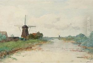 A View Of Windmill 'de Winkel' Near Abcoude