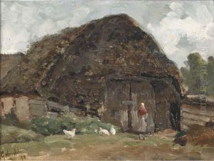 A Farm-shed Amongst Trees by Paul Joseph Constantine Gabriel