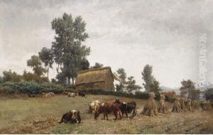 Cows In A Summer Meadow by Paul Joseph Constantine Gabriel