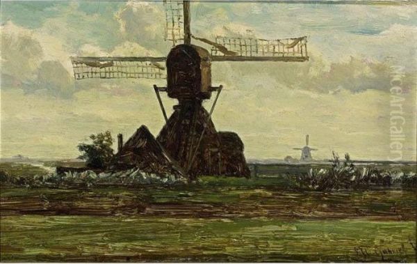 A Mill In A Polder Landscape Near Abcoude - view 1