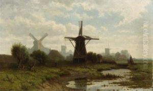Windmills In A Polder Landscape