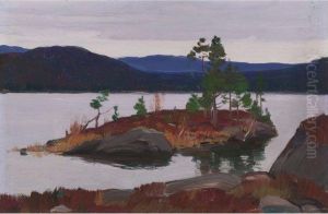 Lac Nissedal (telemark) Norvege by Clarence Alphonse Gagnon