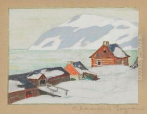 Village By The Water, Winter by Clarence Alphonse Gagnon