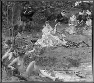 Marie Felice des Ursins 1601-66 Duchess of Montmorency and the poet Theophile de Viau 1590-1626 at Sylvie 1895 by Luc-Olivier Merson