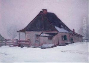 Maison Dans Le Brouillard, Baie St. Paul, 1915 Oil On Panel