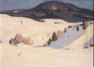 River In Winter, Baie St. Paul, 1923
 Oil On Panel