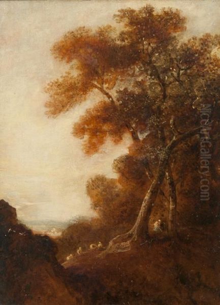 Figures In A Wooded Landscape - view 1