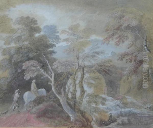 Travellers In A Wooded Landscape - view 1