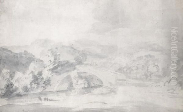 A View In The Lake District, Possibly Folly Bridge,borrowdale - view 1